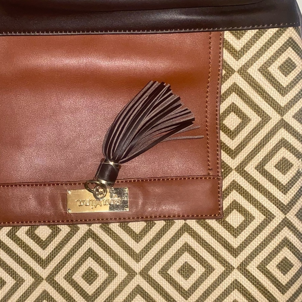 Spartina 449 Yemassee Trail Pocket Hobo natural linen & genuine leather Bag - Picture 5 of 16